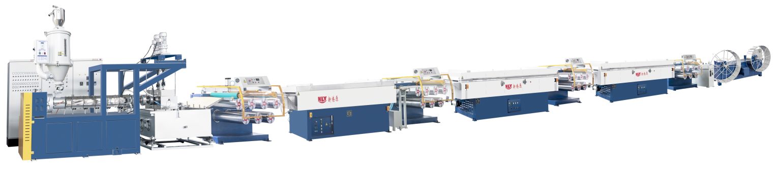 Complete layout of the core-shell coated toothbrush filament extrusion and drawing line